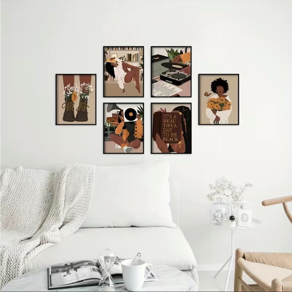 Black is Beautiful Set of 6 Wall Art